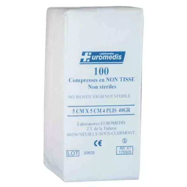 Compresses Non Tissés Non Stériles Euromedis - 5X5Cm - 54-012