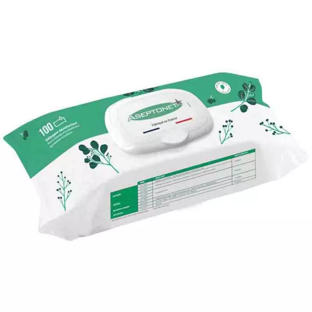 Lingettes Aseptonet Sachet Pop Up (100) - La boîte de 100 lingettes- Aseptonet